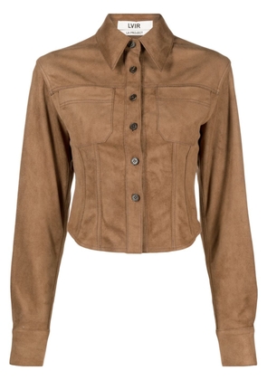 LVIR cropped faux-suede shirt - Brown