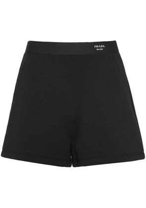 Prada logo-waistband cotton shorts - Black