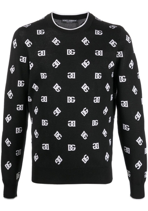 Dolce & Gabbana DG-logo jacquard wool-silk jumper - Black