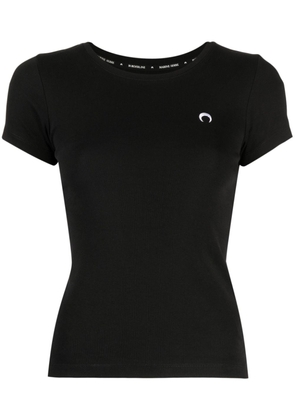 Marine Serre Moon-embroidery organic cotton T-shirt - Black