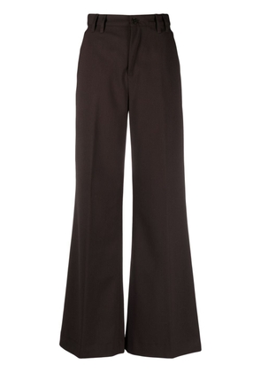 Closed cut out-detail flared trousers - Brown