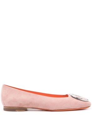 Santoni buckle-detail suede ballerina shoes - Pink