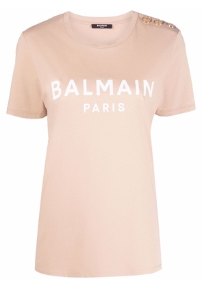 Balmain logo print T-shirt - Neutrals