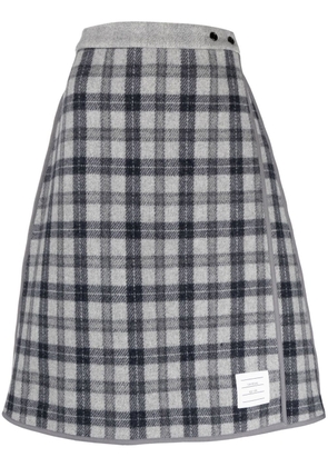 Thom Browne double face wool tartan skirt - Grey
