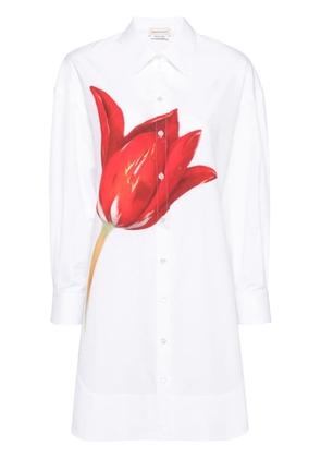 Alexander McQueen floral-print cotton shirt dress - White