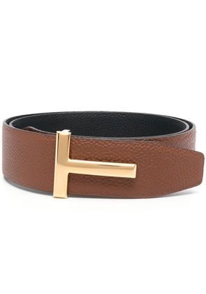 TOM FORD logo-plaque leather belt - Brown