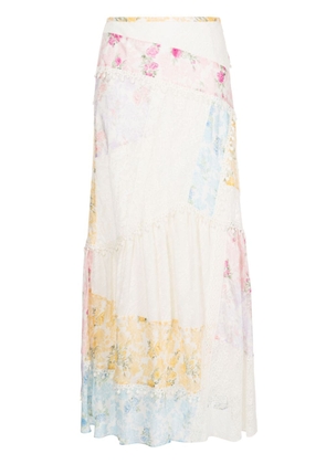 LoveShackFancy Obelia patchwork silk skirt - Multicolour