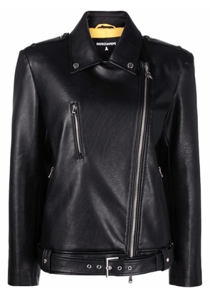 Patrizia Pepe boxy-fit asymmetric-zip biker jacket - Black
