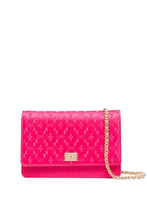 Elisabetta Franchi velvet monogram clutch bag - Pink