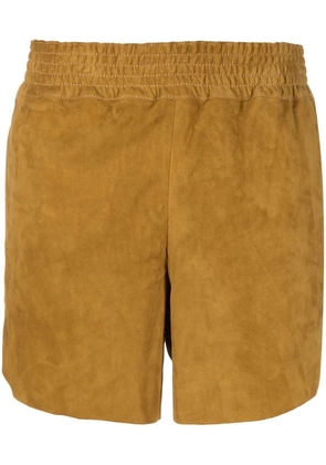 PAULA elasticated leather shorts - Neutrals
