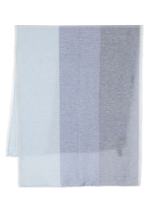 Emporio Armani logo-embroidered frayed scarf - Blue