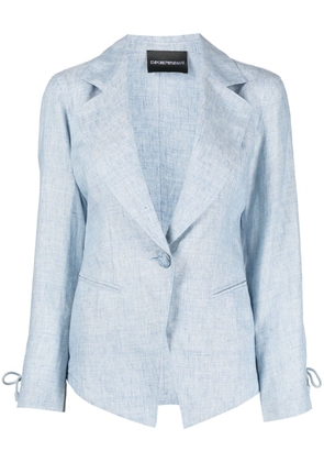 Emporio Armani single-button linen blazer - Blue