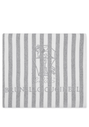 Brunello Cucinelli logo-embroidered striped beach towel - Grey