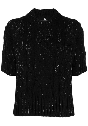 Ermanno Scervino crystal-embellished cable-knit top - Black