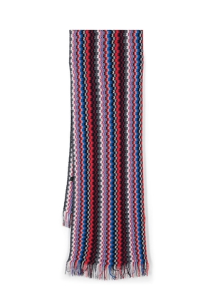 Missoni zigzag-woven wool scarf - Blue