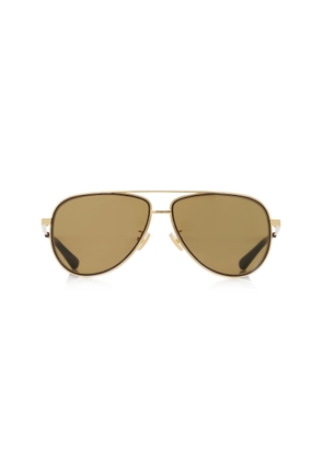 Bottega Veneta - Aviator-Frame Metal Sunglasses - Brown - OS - Moda Operandi