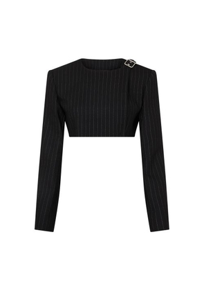Buckle tailored pinstripe top