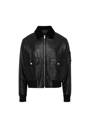 Aviator jacket with shearling collar