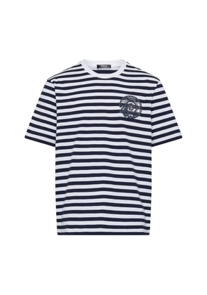 Versace nautical emblem embroidered striped jersey T-shirt