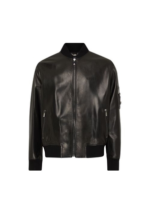 Versace embroidery leather blouson