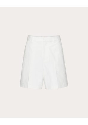 Valentino STRETCH COTTON CANVAS SHORTS WITH RUBBERIZED V-DETAIL Man IVORY 44