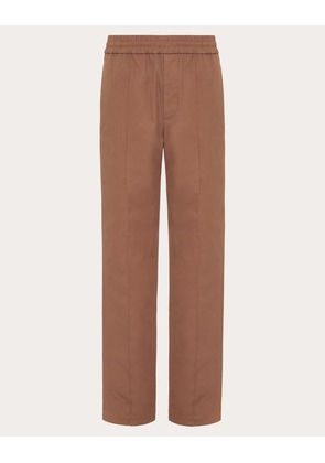 Valentino STRETCH COTTON CANVAS TROUSERS WITH RUBBERISED V DETAIL Man CLAY 44