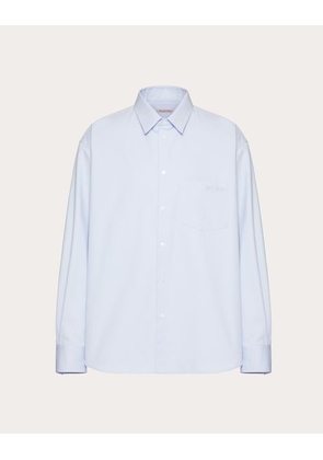 Valentino TECHNICAL COTTON SHIRT WITH EMBROIDERY Man SKY BLUE 37