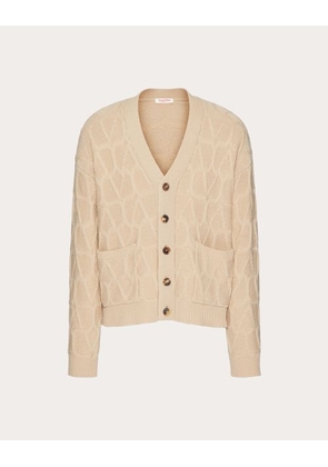 Valentino WOOL CARDIGAN WITH TOILE ICONOGRAPHE PATTERN Man BEIGE L