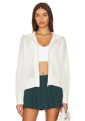 Varley Fairfield Knit Jacket in White. Size L, XL, XS.