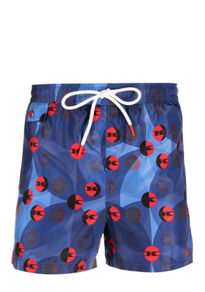 Kiton logo-print drawstring-waistband swim shorts - Blue