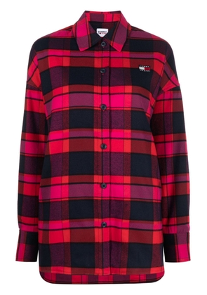 Tommy Jeans logo-patch check-pattern shirt - Red