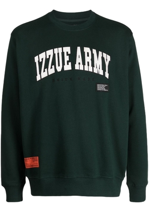 izzue College logo-appliqué cotton sweatshirt - Green