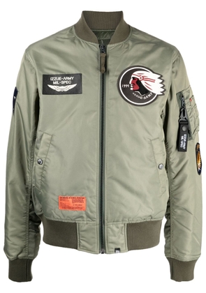 izzue patch-detailed bomber jacket - Green