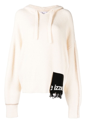 izzue logo-patch terry hoodie - White
