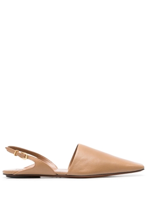 Nanushka square-toe leather slippers - Brown