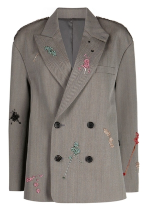 Undercover bead-embellished double-breasted blazer - GRAY