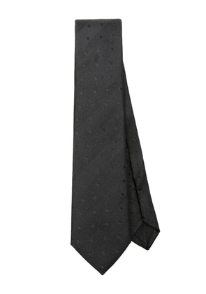 Saint Laurent polka-dot striped silk tie - Black