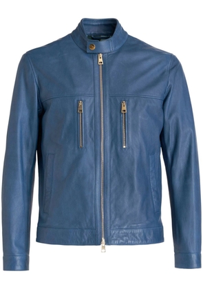 ETRO leather biker jacket - Blue