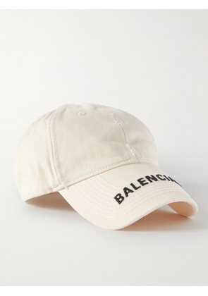 Balenciaga - Logo-Embroidered Distressed Cotton-Twill Baseball Cap - Men - White - S