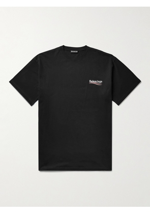 Balenciaga - Oversized Logo-Print Cotton-Jersey T-Shirt - Men - Black - XS