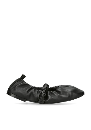 Ganni Leather Scrunchie Ballet Flats