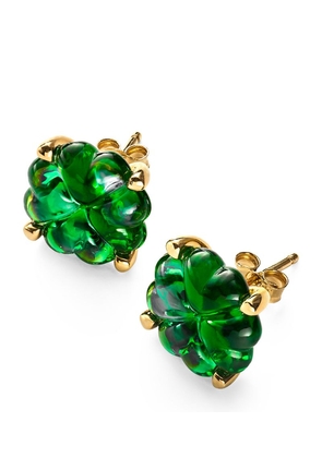 Baccarat Gold Vermeil And Crystal Trèfle Stud Earrings