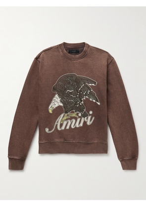 AMIRI - Glittered Logo-Print Cotton-Jersey Sweatshirt - Men - Brown - XS