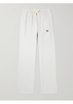 Palm Angels - Wide-Leg Logo-Embroidered Lyocell and Cotton-Blend Twill Drawstring Trousers - Men - White - IT 48