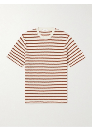 Mr P. - Striped Open-Knit Organic Cotton T-Shirt - Men - Brown - XS