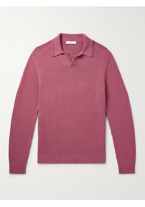 Mr P. - Textured Organic Cotton Polo Shirt - Men - Pink - XS