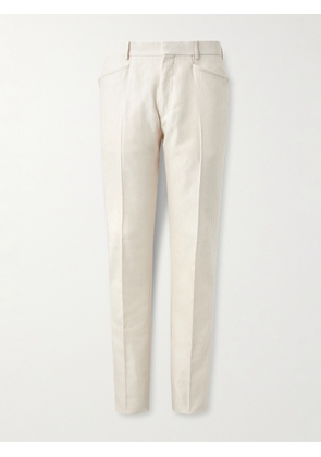 TOM FORD - Straight-Leg Cotton and Silk-Blend Corduroy Suit Trousers - Men - Neutrals - IT 46