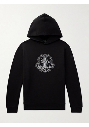 Moncler - Logo-Appliquéd Printed Cotton-Jersey Hoodie - Men - Black - M