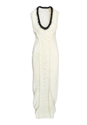 Aisling Camps - Leather Crochet Cocoon Dress - Ivory - M - Moda Operandi