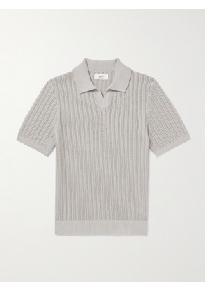 Mr P. - Open-Knit Ribbed Cotton Polo Shirt - Men - Gray - XS